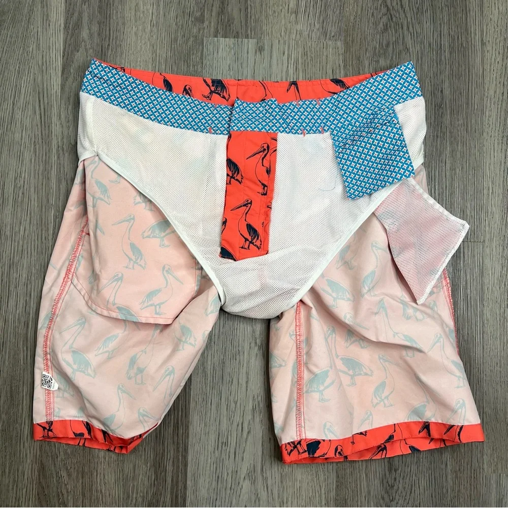 Bonobos Swim Trunks Board‎ Shorts Mens Size 31 Pelicans Coral Blue 9” Inseam
